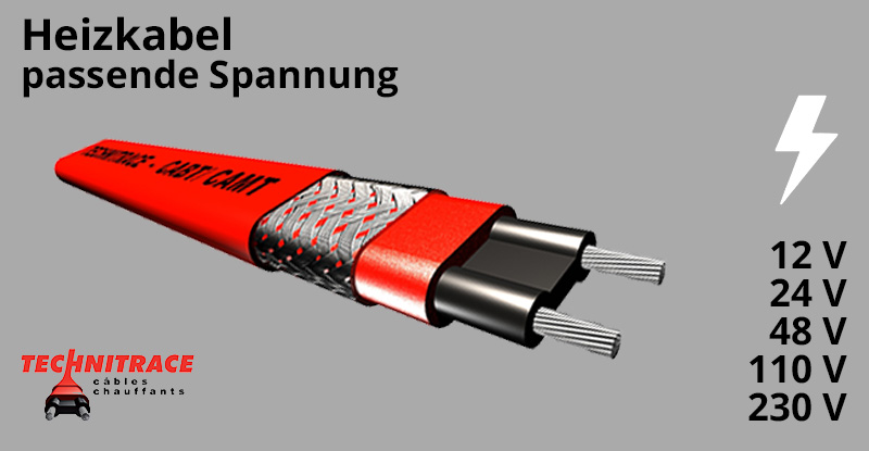 Heizkabel 12v 24v 48v 110v 230v – passende Spannung – TECHNITRACE